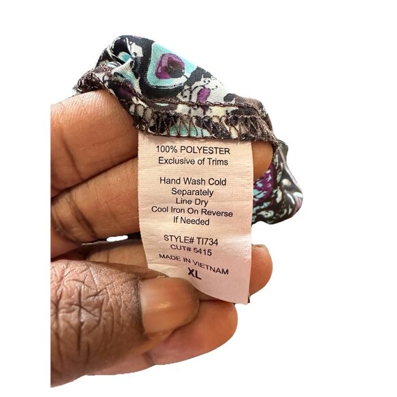 Studio Y Sheer Floral Paisley Beaded Blouse V Neck Sz XL Purple Whimsigoth - Picture 10 of 11